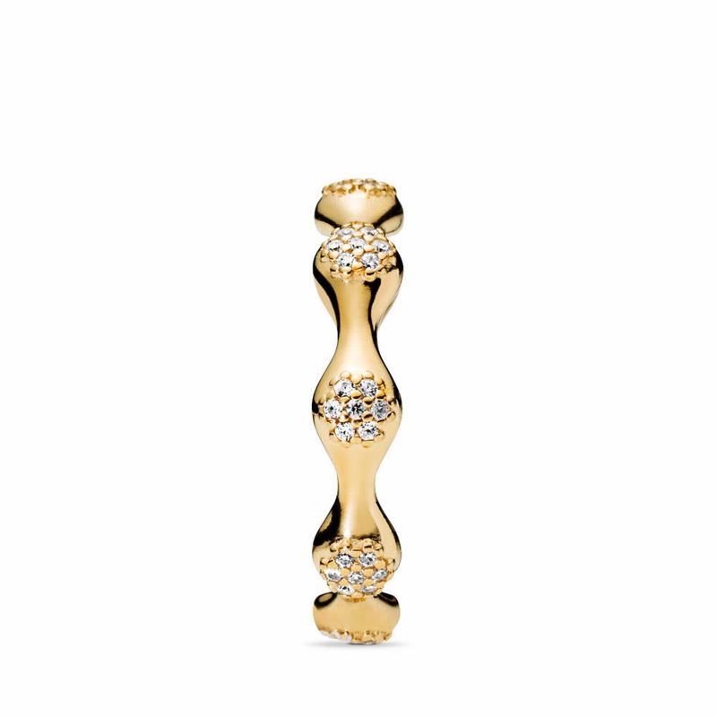 Pandora Shine™ Modern Lovepods™ Stackable Ring - 18ct Gold Plated/Cubic Zirconia - Canada | LE4744WO